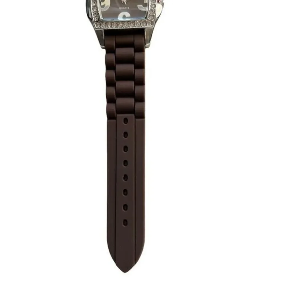 GENEVA P721 Women's Watch‎ Water Resistant Brown Silicone Band Brand New 9 in